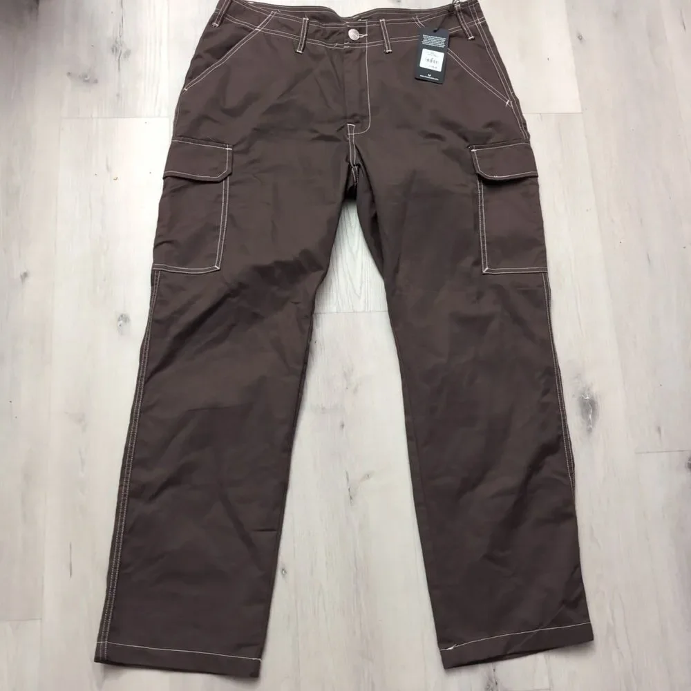 NWT True Religion Cargo Pants Mens 36 Flap Pockets Bracken Brown